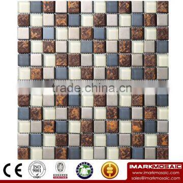 IMARK Electroplated Color Glass Mix Ceramic Mosaic Tiles (IXGC8-061) for back splash mosaic wall art
