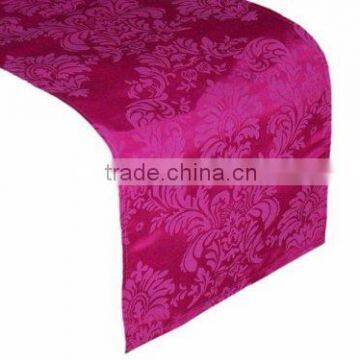 2015 SR Fuchsia Top quality damask flocking taffeta table runner