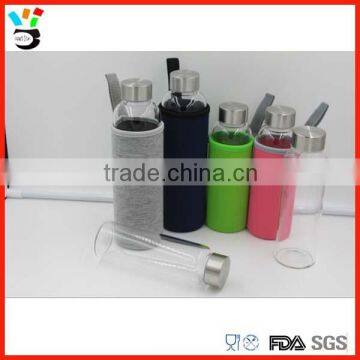 High Pyrex Glass Material Different Size Available Travel Mug Style Insulated Sport Glass Bottle