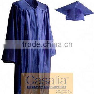 Wholesale Best quality Child Shiny Royal Blue Graduation Gowns and Caps For School