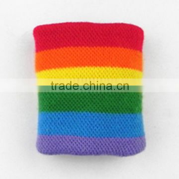 Hot selling pure cotton towel rainbow wristbands