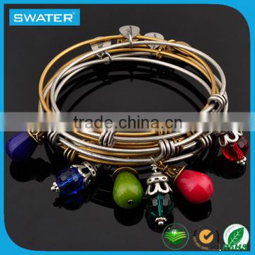 New 2016 Expandable Gemstone Bangle Bracelet Charms