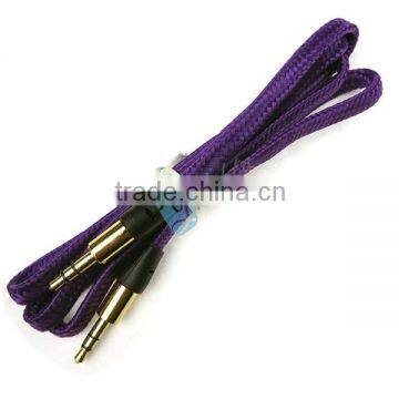 Shoelace Style Fabric Braided 3.5mm Male to Male Stereo Audio Aux Cable for iPhone/iPad/iPod