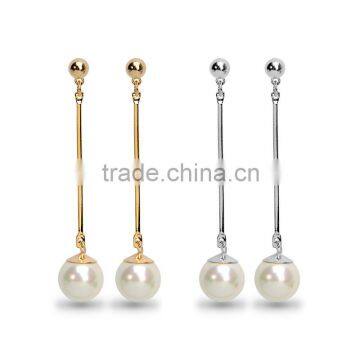 Simple Long Tassel Shell Pearl Dangle Earring 14K Gold Plated and Silver Plated Non Allergic Earrings