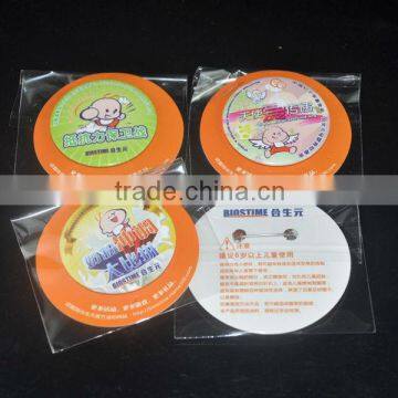 2014 hot sale round shape tinplate plastic backing button badges