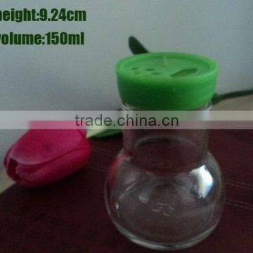 caster Glass jar 150ml, small round grinder with plastic cap