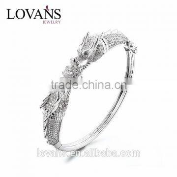 925 Solid Sterling Silver Tiger Head Bangle Jewelry For Men SBG395W