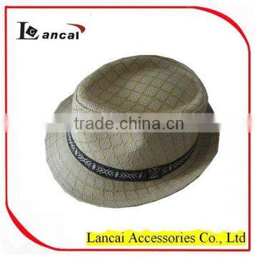 2016 Wholesale Natural and White Straw Mens' Trilby