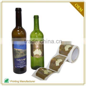 Customed Private Label For Wine Bottle With Gold Stamping