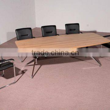 HC-M012 simple walnut color wooden conference table with metal frame