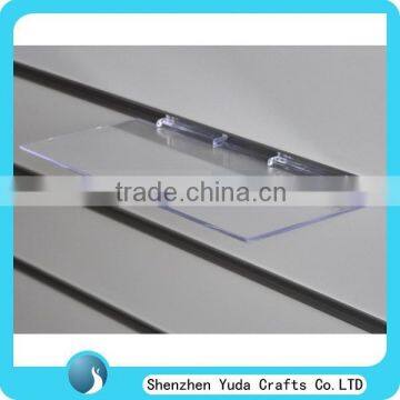 Flat pvc acrylic slatwall display rack, plexiglass display shelves custom