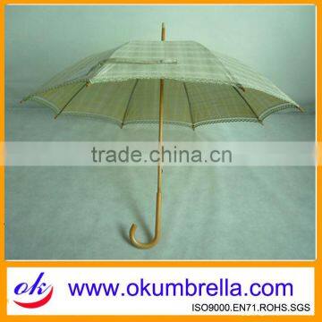 Arc46'' *8Ribs Wooden Straight Umbrella with Curved Wooden Handle OK113