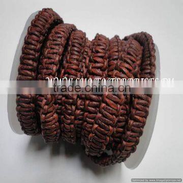 Braided Leather Round Braided Leather Cord 1,5 mm Natural photo-4