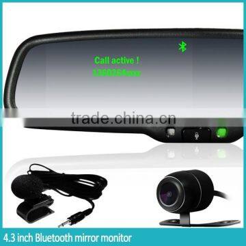 Hot seller 4.3 inch car interior rear view mirror monitor with built-in Bluetooth speaker special designed for most car