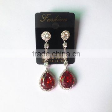 Hot sell Cubic zirconia jewelry Bridal RED earring