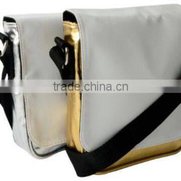 Sublimation custom PU shoulder bag with golden and silver colors