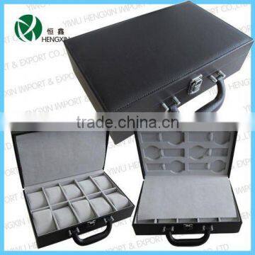 Black Leather watch case / box watch display case pu watch case