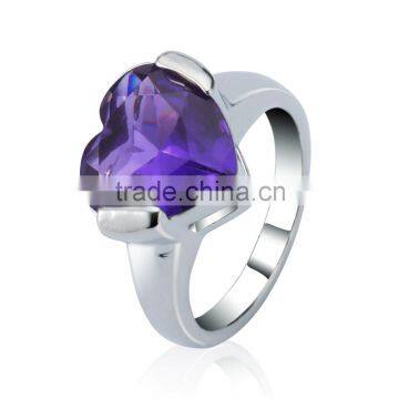 Sparkling Fashion jewelry 18k white gold 5CT heart shape amethyst ring for women men