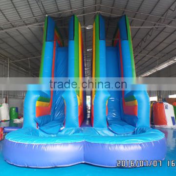 2016 new design high inflatable water slide double lane wet slide