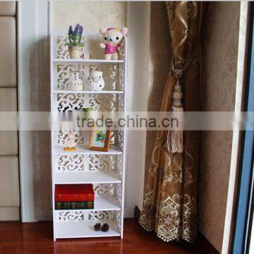 Fashion style plastic decorative corner storage shelf wood shelves
