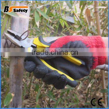 BSSAFETY China Supplier Cheap Black Latex Coated Working Gloves