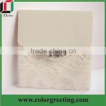 Pink Elegant Lacer Cut Pearl Custom Handmade Wedding Invitation Card
