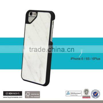 3D Knight Customized Laser Engraving LOGO TOP PC Black White Marble Stone for IPhone 6 6s Marble Case photo-3