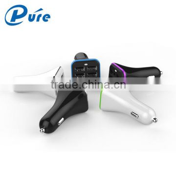 New Arrival OEM ABS+PC fire-proofing shell Portable 4 USB Port Smart Charge USB Car Charger With blue LED indication