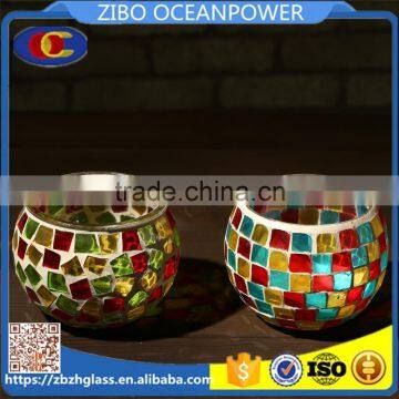 assemble three color glass pieces glass candle holder mosaic