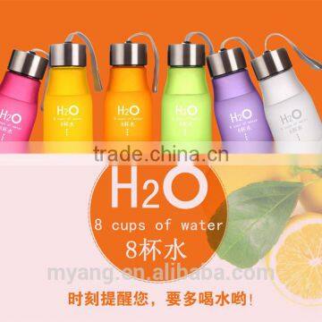 stock! h20 8 cups of water lemon bottle 600-700ML H2O colored lemon bottle with heapest price, low moq, paypal acceptable