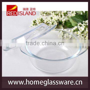 1L round tempered glass bowl with glass lip for microwave oven