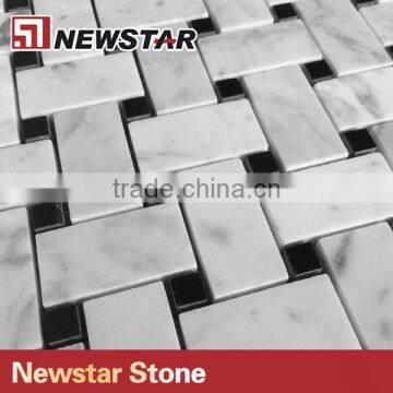 Natural Basketwave White Marble Carrara Mosaic for Wall Decoration photo-5