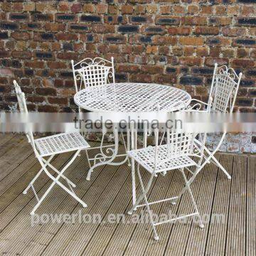 Ornate Wrought Iron 4 Folding Chair 90cm Circular Patio Set