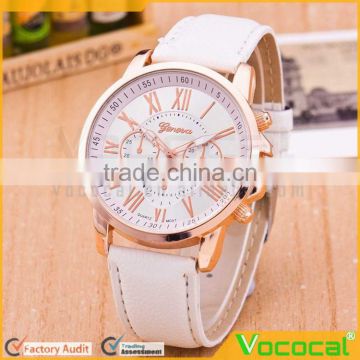 Fashion Lady Women PU Leather Strap Wrist Watch Quartz Wristwatch White