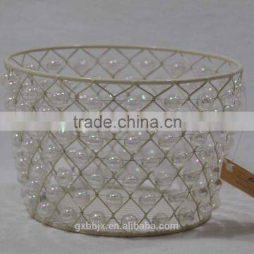 Metal wire storage basket with bead