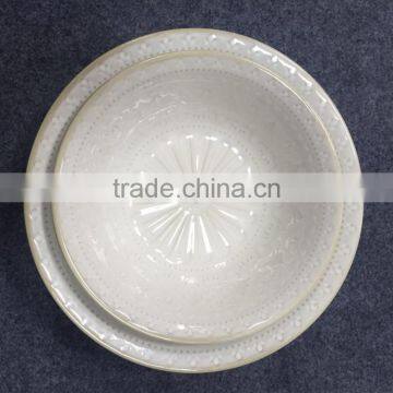 Embossment Ceramic Soup Bowls and Plates