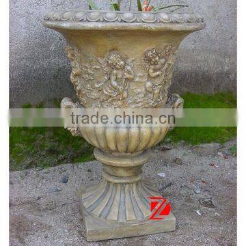 Hand Craving Fiberglass Flower Pot