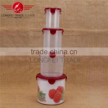 OEM Household 4pcs Cylindrical Plastic Preservation Box / Food Storage Box With Lid