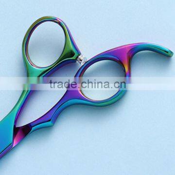 CS-65JQ 6.5inch Rainbow Color Downward Curved Ergonomic Handle Pet Grooming Professional Hair Cutting Scissors photo-3