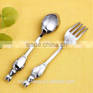 New Design Hot Selling Rabbit Shape Zinc Material Kids Spoon and Fork Cutlery Set photo-3