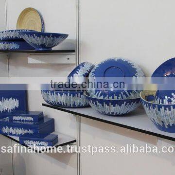 Round Lacquer and Mother of Pearl Bamboo Salad Bowl photo-2