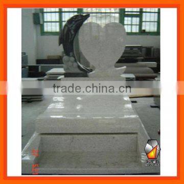 Dolphin Heart Granite Tombstone