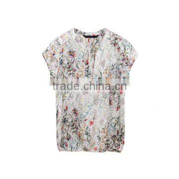 Smart Casual Clothing Korean Style Short Sleeves Print Blouses Pictures Down Blouse photo-2