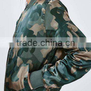Hot Sale Lady Shiny Camo Print Bomber Jackets Customized China photo-2