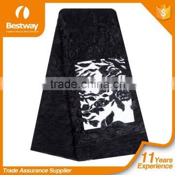 3D Handmade Wedding Dress African French Tulle Lace Fabric With Beads And Stones FL1126 photo-3