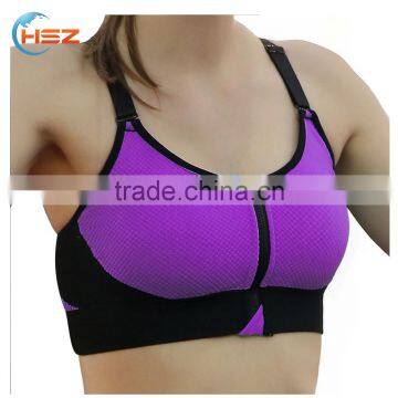 HSZ-3807 Wholesale Zipper Front Bra Fitness Dry fit Sports Clothing HD Bra Breathable Image