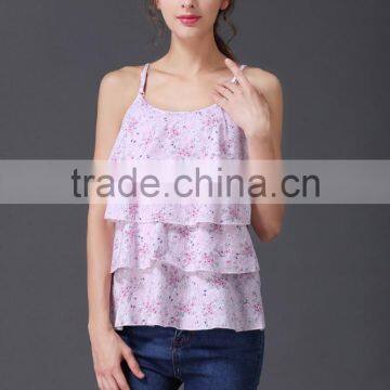 Floral Summer Cotton Maternity Chemise Breastfeeding Vest Nursing Tanks photo-3