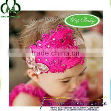 Infant Baby Flower Hairband Girls Elastic Feather Colorful Headband photo-2