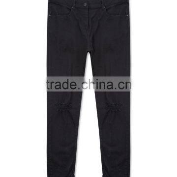 Man Black Ripped Knee Denim Skinny Jeans photo-4