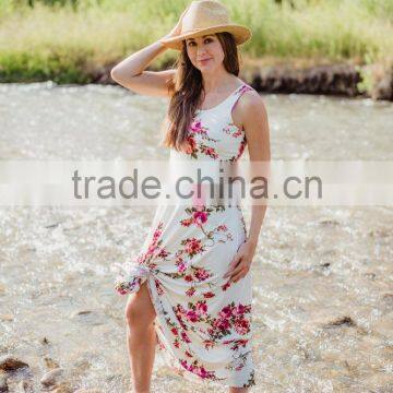 Match Mom And Daughter Clothing Mommy And Me Vintage Style Beach Dress With Flower photo-2